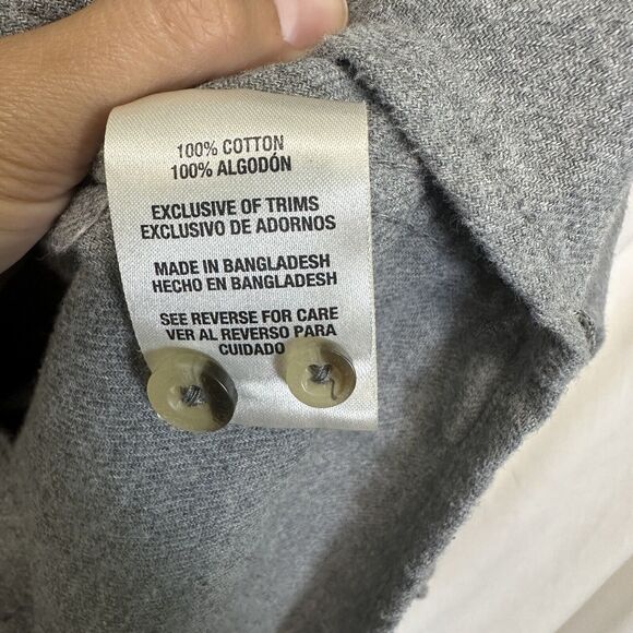 Woolrich Chamois Shirt Men’s Large Gray Long Sleeve Button Up Long Sleeve Cotton - Picture 8 of 11